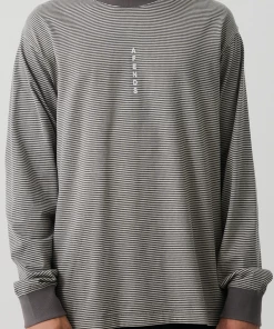 Afends Mens High Life - Recycled Striped Long Sleeve T-Shirt - Cement