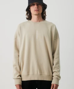 Afends Mens Luxury - Recycled Crew Neck Jumper - Cement