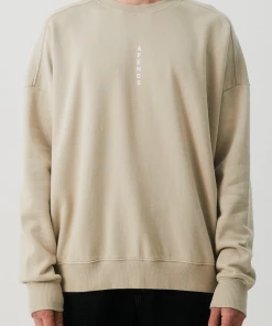 Afends Mens Luxury - Recycled Crew Neck Jumper - Cement