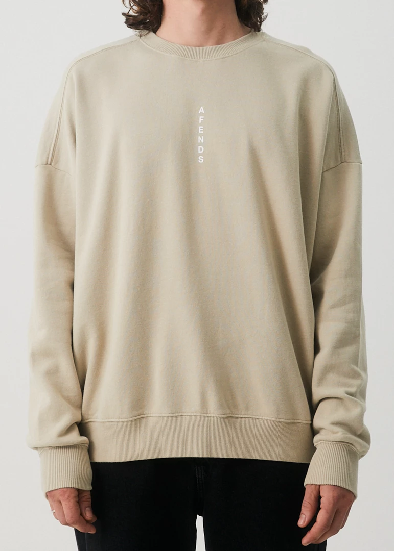Afends Mens Luxury - Recycled Crew Neck Jumper - Cement 2 Afends Mens Luxury - Recycled Crew Neck Jumper - Cement