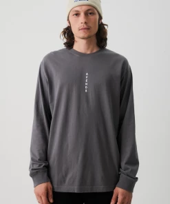 Afends Mens Luxury - Recycled Long Sleeve T-Shirt - Steel NEW ARRIVALS