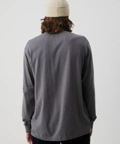Afends Mens Luxury - Recycled Long Sleeve T-Shirt - Steel NEW ARRIVALS