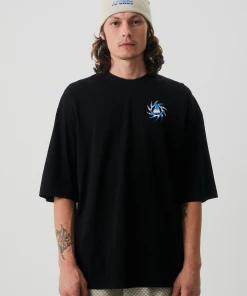 NEW ARRIVALS Afends Mens Metal - Recycled Oversized T-Shirt - Black