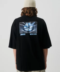 NEW ARRIVALS Afends Mens Metal - Recycled Oversized T-Shirt - Black