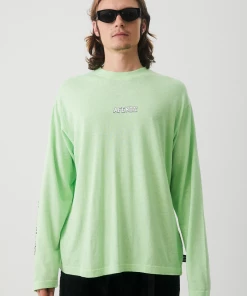 Afends Mens Natural Technology - Hemp Long Sleeve Graphic T-Shirt - Lime Green NEW ARRIVALS