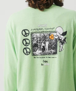 Afends Mens Natural Technology - Hemp Long Sleeve Graphic T-Shirt - Lime Green NEW ARRIVALS