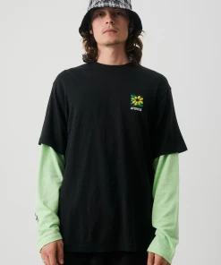 Afends Mens Beautiful Weeds - Hemp Retro Graphic T-Shirt - Black