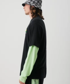 Afends Mens Beautiful Weeds - Hemp Retro Graphic T-Shirt - Black