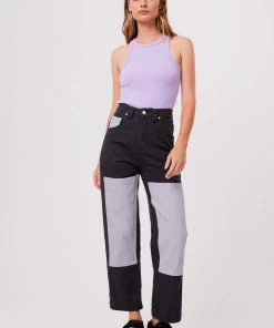 Clothing Afends Unisex Foreword - Unisex Organic Panelled Pants - Charcoal