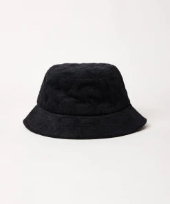NEW ARRIVALS Afends Unisex Night Away - Hemp Corduroy Puffer Bucket Hat - Black