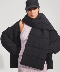 Clothing Afends Unisex Octave - Recycled Puffer Scarf - Black