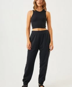 Clothing Afends Unisex Solitude - Unisex Organic Sweat Pants - Black