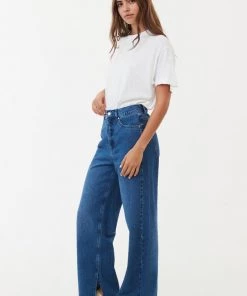 NEW ARRIVALS Afends Womens Bella - Hemp Denim Baggy Jeans - Authentic Blue