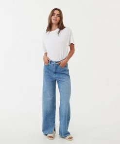 Afends Womens Bella - Hemp Denim Baggy Jeans - Worn Blue