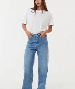 Afends Womens Bella - Hemp Denim Baggy Jeans - Worn Blue