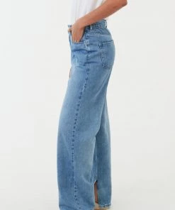 Afends Womens Bella - Hemp Denim Baggy Jeans - Worn Blue