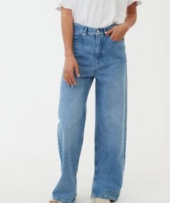 Afends Womens Bella - Hemp Denim Baggy Jeans - Worn Blue