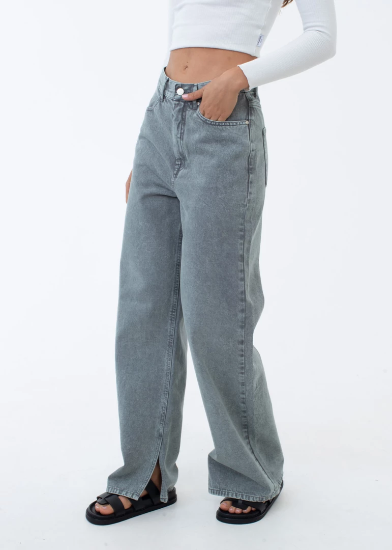 Afends Womens Bella - Organic Denim Baggy Jeans - Faded Steel 2 Afends Womens Bella - Organic Denim Baggy Jeans - Faded Steel
