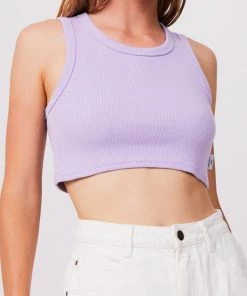 RIBBED STAPLES Afends Womens Chloe - Hemp Ribbed Crop Tank - Orchid