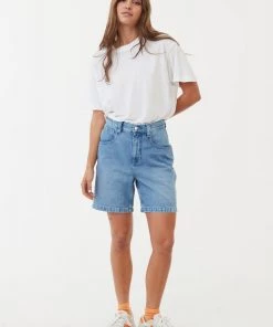 Afends Womens Emilie - Hemp Denim Workwear Short - Worn Blue 11 Afends Womens Emilie - Hemp Denim Workwear Short - Worn Blue