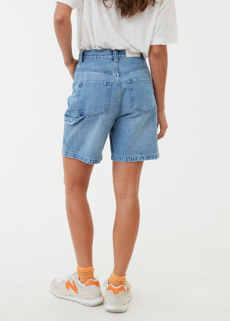 Afends Womens Emilie - Hemp Denim Workwear Short - Worn Blue 7 Afends Womens Emilie - Hemp Denim Workwear Short - Worn Blue