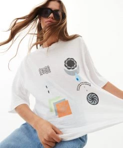 Afends Womens Euphoria - Hemp Oversized Graphic T-Shirt - White NEW ARRIVALS