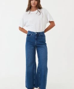 Afends Womens Gigi - Hemp Denim Flared Jeans - Authentic Blue