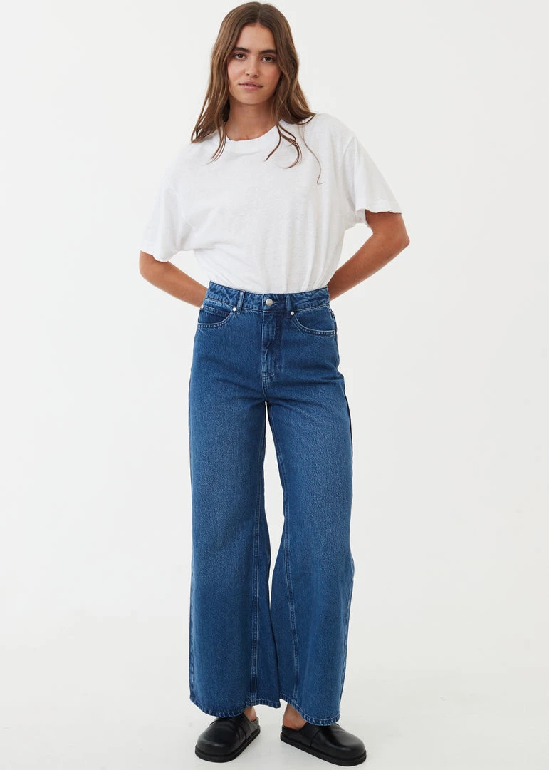 Afends Womens Gigi - Hemp Denim Flared Jeans - Authentic Blue 1 Afends Womens Gigi - Hemp Denim Flared Jeans - Authentic Blue