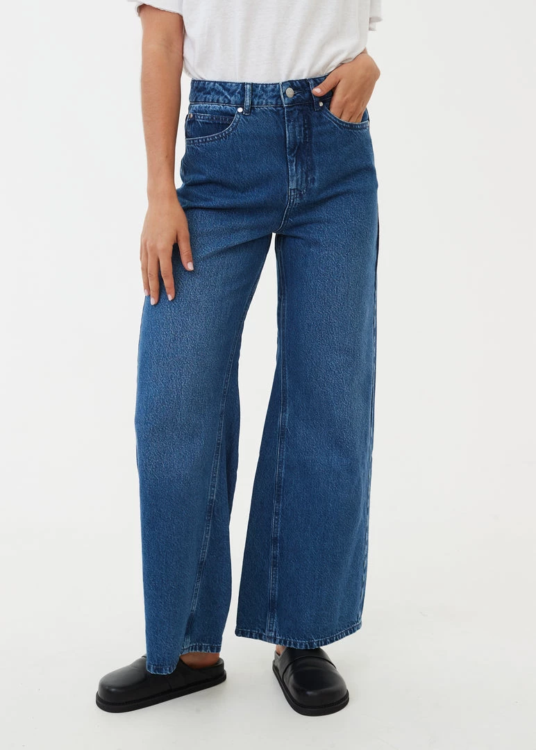 Afends Womens Gigi - Hemp Denim Flared Jeans - Authentic Blue 2 Afends Womens Gigi - Hemp Denim Flared Jeans - Authentic Blue