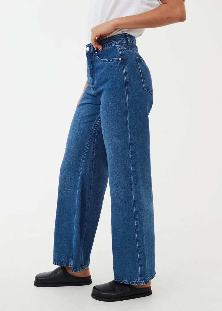 Afends Womens Gigi - Hemp Denim Flared Jeans - Authentic Blue 3 Afends Womens Gigi - Hemp Denim Flared Jeans - Authentic Blue