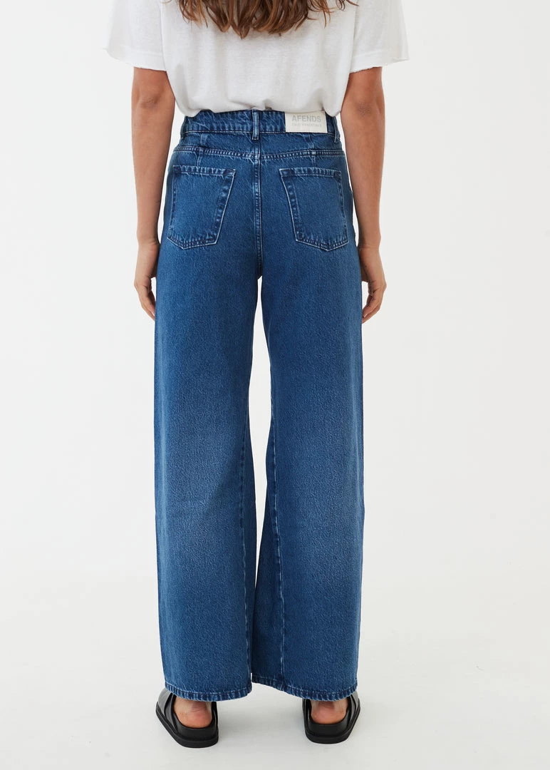 Afends Womens Gigi - Hemp Denim Flared Jeans - Authentic Blue 5 Afends Womens Gigi - Hemp Denim Flared Jeans - Authentic Blue