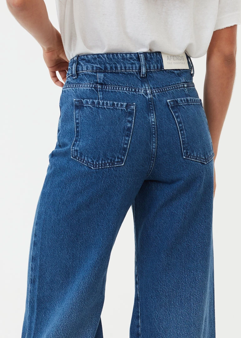 Afends Womens Gigi - Hemp Denim Flared Jeans - Authentic Blue 6 Afends Womens Gigi - Hemp Denim Flared Jeans - Authentic Blue