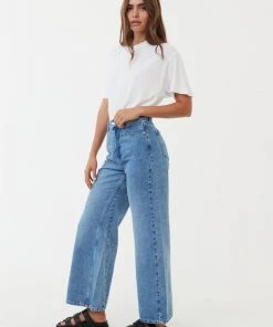 NEW ARRIVALS Afends Womens Gigi - Hemp Denim Flared Jeans - Worn Blue