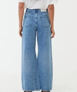 NEW ARRIVALS Afends Womens Gigi - Hemp Denim Flared Jeans - Worn Blue