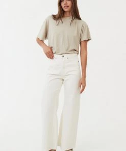 NEW ARRIVALS Afends Womens Gigi - Organic Denim Flared Jeans - Off White
