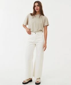 NEW ARRIVALS Afends Womens Gigi - Organic Denim Flared Jeans - Off White