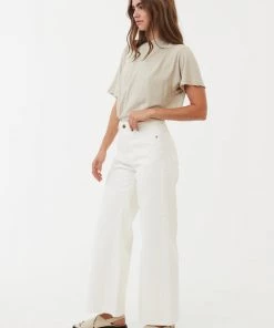 NEW ARRIVALS Afends Womens Gigi - Organic Denim Flared Jeans - Off White