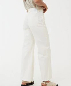 NEW ARRIVALS Afends Womens Gigi - Organic Denim Flared Jeans - Off White
