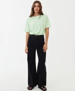 NEW ARRIVALS Afends Womens Gigi - Organic Denim Flared Jeans - Washed Black