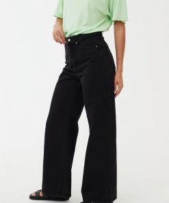 NEW ARRIVALS Afends Womens Gigi - Organic Denim Flared Jeans - Washed Black