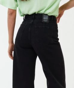 NEW ARRIVALS Afends Womens Gigi - Organic Denim Flared Jeans - Washed Black