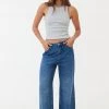 Afends Womens Kendall - Hemp Denim Low Rise Jeans - Authentic Blue Clothing