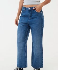 Afends Womens Kendall - Hemp Denim Low Rise Jeans - Authentic Blue Clothing