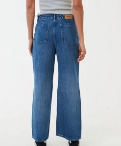 Afends Womens Kendall - Hemp Denim Low Rise Jeans - Authentic Blue Clothing