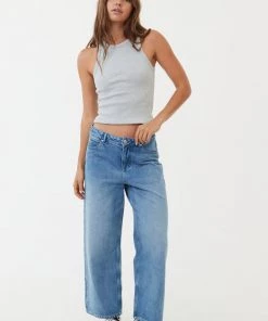 Afends Womens Kendall - Hemp Denim Low Rise Jeans - Worn Blue