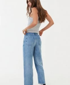 Afends Womens Kendall - Hemp Denim Low Rise Jeans - Worn Blue