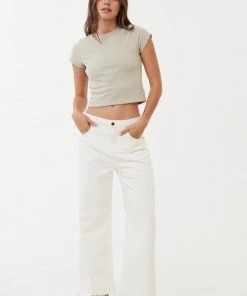 Clothing Afends Womens Kendall - Organic Denim Low Rise Jeans - Off White