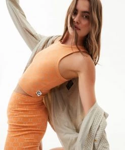 NEW ARRIVALS Afends Womens Lois - Recycled Cropped Singlet - Papaya