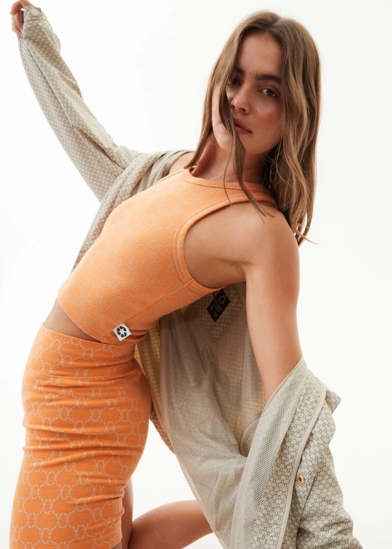 NEW ARRIVALS Afends Womens Lois - Recycled Cropped Singlet - Papaya 2 NEW ARRIVALS Afends Womens Lois - Recycled Cropped Singlet - Papaya