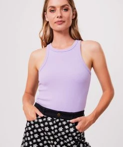 Afends Womens Lydia - Hemp Ribbed Singlet - Orchid
